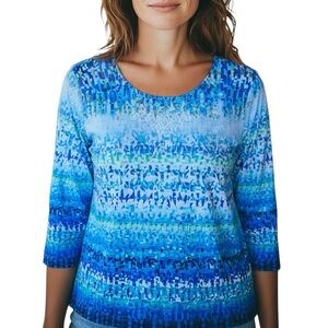 Alfred Dunner Blue Embellished Top